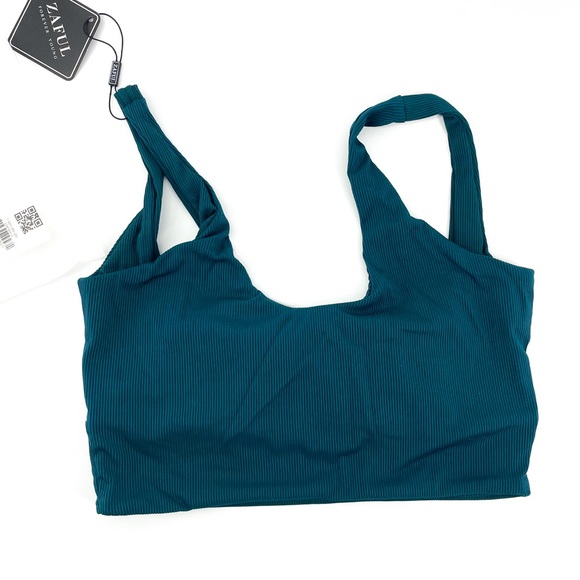 ZAFUL🌺 Square Ribbed Ruched Tankini Swimwear Greenish Blue👙XL - Picture 3 of 10